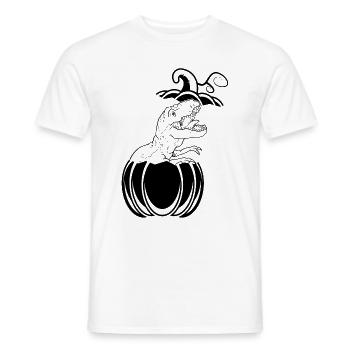 Kürbis mit Dinosaurier Kürbis lustig Halloween Kür - Männer T-Shirt - Weiß - Vorne - AI Model Male 178 dark (178cm)