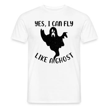 Halloween Ghost Funny Ghost - Yes I Can Fly Like A - Men's T-Shirt - white - Front - AI Model Male 178 dark (178cm)
