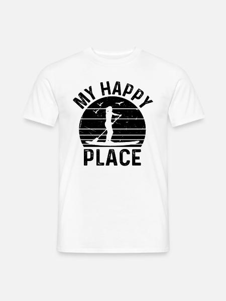 SUP Girl My Happy Place - Water Sports Stand Up Pa - Männer T-Shirt - Weiß