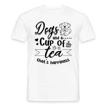 Dogs And A Cup Of Tea That's Happiness - Dog Lover - Men's T-Shirt - white - Front - AI Model Male 178 dark (178cm)