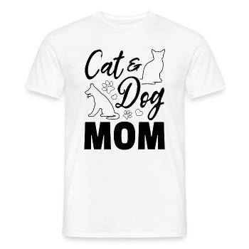 Dog Cat Mama Dog Mama Dog Lover - Cat & Dog Mom - Men's T-Shirt - white - Front - AI Model Male 178 dark (178cm)