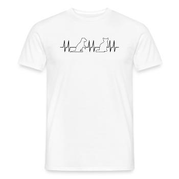 Cat And Dog Heartbeat Dog Lover Dog Owner Cat Love - Männer T-Shirt - Weiß - Vorne - AI Model Male 178 dark (178cm)