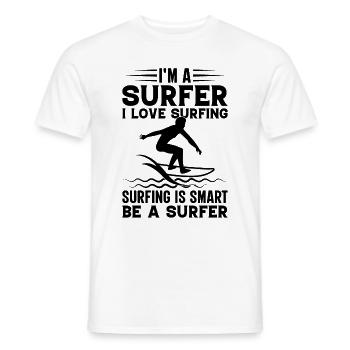 Surfer Je suis un surfeur J’aime surfer est intelligent Soyez un - T-shirt homme - blanc - Devant - AI Model Male 178 dark (178cm)