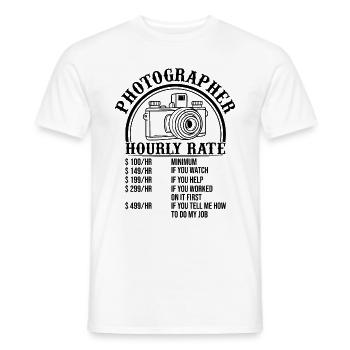 Funny Photography Funny Photographer Hourly Rate - Men's T-Shirt - white - Front - AI Model Male 178 dark (178cm)