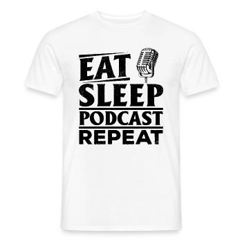 Eat Sleep Podcast Repeat - Podcasting Podcast Host - Männer T-Shirt - Weiß - Vorne - AI Model Male 178 dark (178cm)