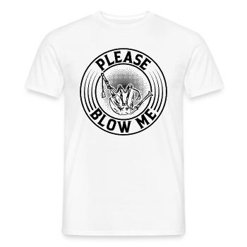 Please Blow Me - Funny Bagpipe Player - Männer T-Shirt - Weiß - Vorne - AI Model Male 178 dark (178cm)