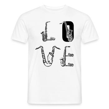 LOVE Saxophone Instrument Saxophonist Saxophone Pl - Männer T-Shirt - Weiß - Vorne - AI Model Male 178 dark (178cm)