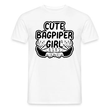 Cute Bagpiper Girl Bagpiper Music Player Bagpipe P - Men's T-Shirt - white - Front - AI Model Male 178 dark (178cm)