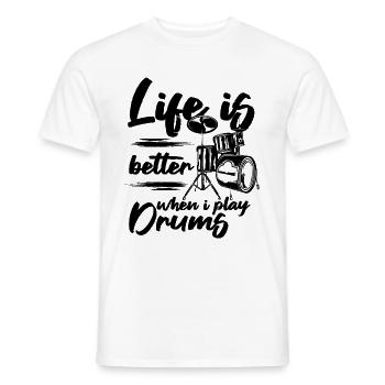 Life Is Better When I Play Drums - Drum Player - Men's T-Shirt - white - Front - AI Model Male 178 dark (178cm)