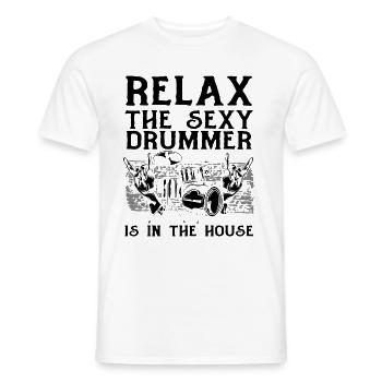 Relax The Sexy Drummer Is In The House - Sexy Drum - Men's T-Shirt - white - Front - AI Model Male 178 dark (178cm)