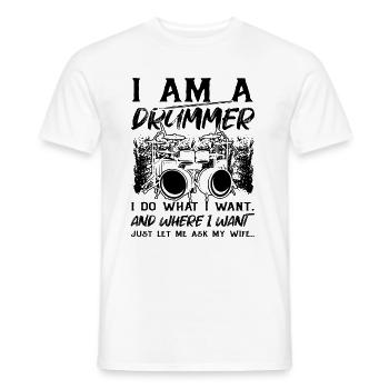 Drôle de batteur Batteur Musicien - T-shirt homme - blanc - Devant - AI Model Male 178 dark (178cm)