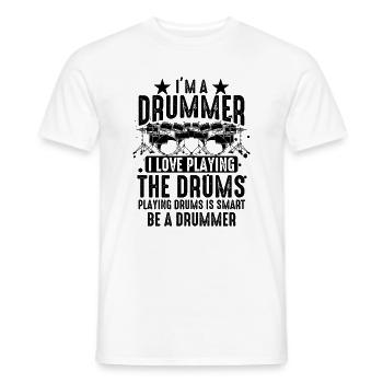 Je suis un batteur J’aime jouer de la batterie - Funny Dru - T-shirt homme - blanc - Devant - AI Model Male 178 dark (178cm)