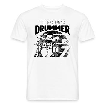 This Cute Drummer Is 7 Years Old - Birthday Drumme - Men's T-Shirt - white - Front - AI Model Male 178 dark (178cm)