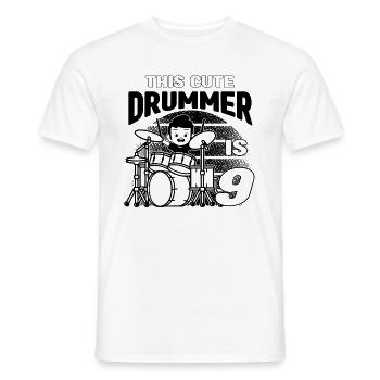 This Cute Drummer Is 9 Years Old - Birthday Drumme - Men's T-Shirt - white - Front - AI Model Male 178 dark (178cm)