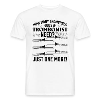 De combien de trombones un tromboniste a-t-il besoin? Juste sur - T-shirt homme - blanc - Devant - AI Model Male 178 dark (178cm)