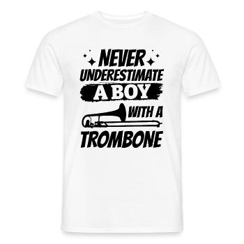Never Underestimate A Boy With A Trombone Music Pl - Men's T-Shirt - white - Front - AI Model Male 178 dark (178cm)