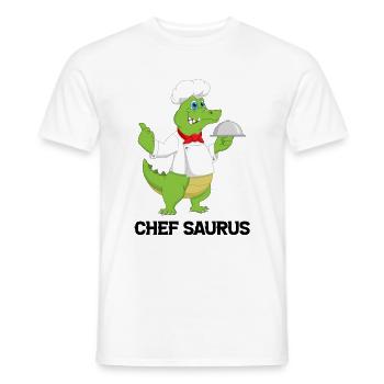 Chef Saurus Kitchen Cook Dinosaur Lover Dino Chef - Männer T-Shirt - Weiß - Vorne - AI Model Male 178 dark (178cm)