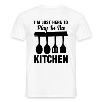 I'm Just Here To Play In The Kitchen Chef Cooking - Männer T-Shirt - Weiß - Vorne - AI Model Male 178 dark (178cm)