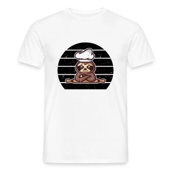 Sloth Cook Chef Hat Food & Sloth Lover Kitchen Che - Men's T-Shirt - white - Front - AI Model Male 178 dark (178cm)