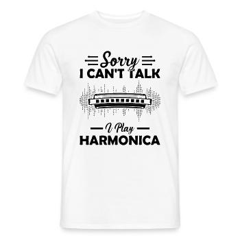 Sorry I Cant Talk I Play Harmonica Harmonica Lover - Männer T-Shirt - Weiß - Vorne - AI Model Male 178 dark (178cm)