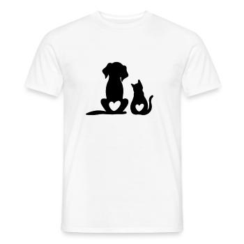 Dog Puppy & Baby Cat Puppy - Animal Dog & Cat Hear - Männer T-Shirt - Weiß - Vorne - AI Model Male 178 dark (178cm)