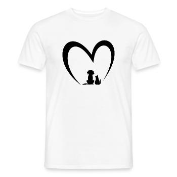 Dog & Cat Heart Dog Puppy & Baby Cat Puppy - Männer T-Shirt - Weiß - Vorne - AI Model Male 178 dark (178cm)