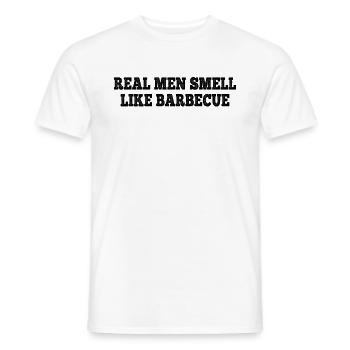Grillades au barbecue - Real Men sent le barbecue - T-shirt homme - blanc - Devant - AI Model Male 178 dark (178cm)