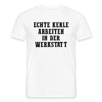 Echte Kerle arbeiten in der Werkstatt - Kfz-Mechan - Männer T-Shirt - Weiß - Vorne - AI Model Male 178 dark (178cm)
