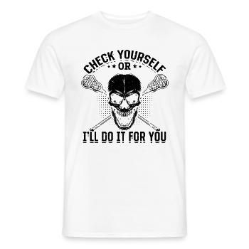 Vérifiez vous-même ou je le ferai pour vous - Lacrosse pl - T-shirt homme - blanc - Devant - AI Model Male 178 dark (178cm)