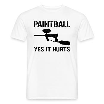 Paintball Yes It Hurts - Funny Paintball - Men's T-Shirt - white - Front - AI Model Male 178 dark (178cm)
