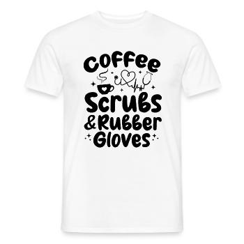 Coffee Scrubs & Rubber Gloves - Nursing Hospital N - Men's T-Shirt - white - Front - AI Model Male 178 dark (178cm)