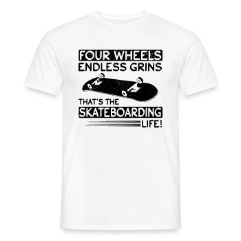 Four Wheels Endless Grins. That's The Skateboardin - Männer T-Shirt - Weiß - Vorne - AI Model Male 178 dark (178cm)