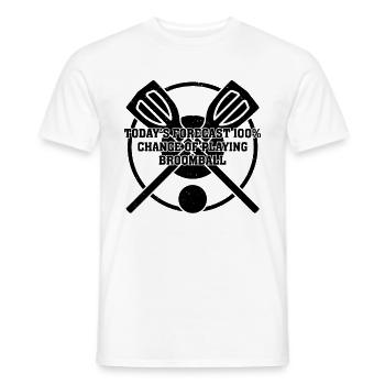 Les prévisions d’aujourd’hui : 100 % de chances de jouer au ballon-balai - T-shirt homme - blanc - Devant - AI Model Male 178 dark (178cm)