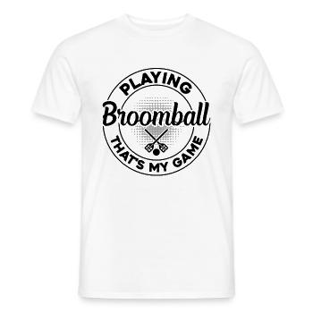 Jouer au ballon-balai, c’est mon jeu - Broomball Playe - T-shirt homme - blanc - Devant - AI Model Male 178 dark (178cm)