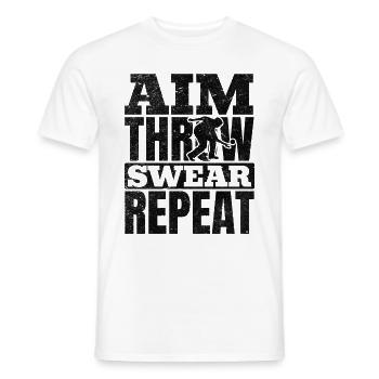 Floorball - Aim Throw Swear Repeat - Floorball Pla - Männer T-Shirt - Weiß - Vorne - AI Model Male 178 dark (178cm)