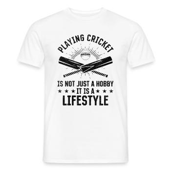 Playing cricket is not just a hobby it is a lifest - Men's T-Shirt - white - Front - AI Model Male 178 dark (178cm)