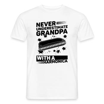 Ne sous-estimez jamais grand-père avec un harmonica - T-shirt homme - blanc - Devant - AI Model Male 178 dark (178cm)