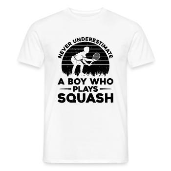 Never underestimate a boy who plays squash - Männer T-Shirt - Weiß - Vorne - AI Model Male 178 dark (178cm)