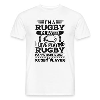 I'm a Rugby Player I love playing Rugby - Men's T-Shirt - white - Front - AI Model Male 178 dark (178cm)