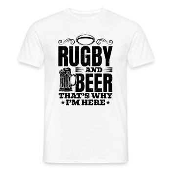 Le rugby et la bière, c’est pour ça que je suis là - Rugby Saying - T-shirt homme - blanc - Devant - AI Model Male 178 dark (178cm)