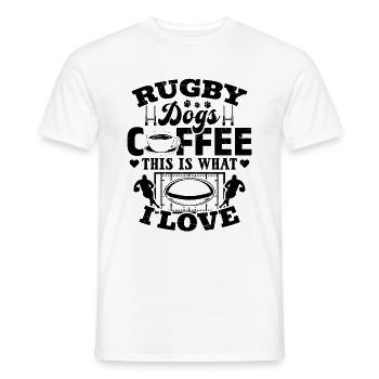 Rugby Dogs Coffee This Is What I Love - Rugby Play - Men's T-Shirt - white - Front - AI Model Male 178 dark (178cm)