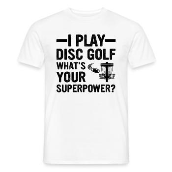 Je joue au disc golf, quel est votre superpouvoir - Disc Gol - T-shirt homme - blanc - Devant - AI Model Male 178 dark (178cm)