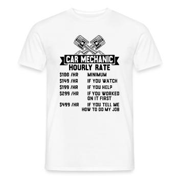 Funny Mechanic Car Mechanic Hourly Rate - Men's T-Shirt - white - Front - AI Model Male 178 dark (178cm)