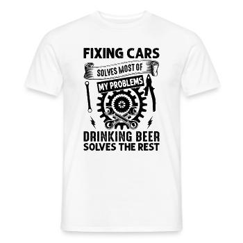Réparer des voitures résout la plupart de mes problèmes - Funny Aut - T-shirt homme - blanc - Devant - AI Model Male 178 dark (178cm)