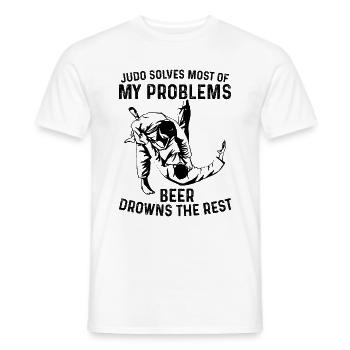 Judo solves most of my problems beer drowns the re - Men's T-Shirt - white - Front - AI Model Male 178 dark (178cm)
