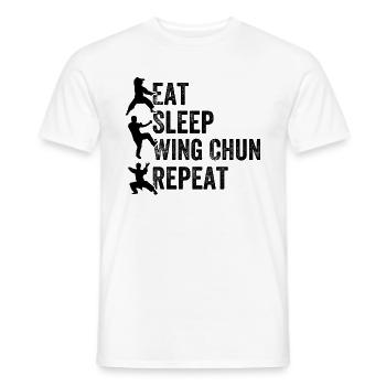 Manger Dormir Wing Chun Répéter - Combattant de Wing Chun - T-shirt homme - blanc - Devant - AI Model Male 178 dark (178cm)