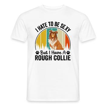 Je déteste être sexy mais j’ai un Rough collie - Funn - T-shirt homme - blanc - Devant - AI Model Male 178 dark (178cm)