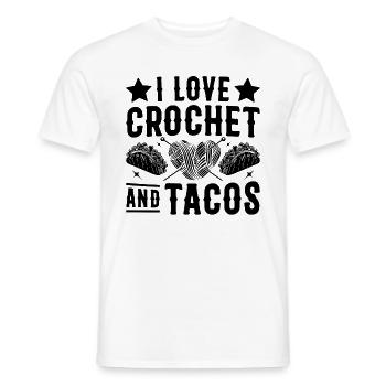 I love crochet and tacos - Funny Crochet - Men's T-Shirt - white - Front - AI Model Male 178 dark (178cm)