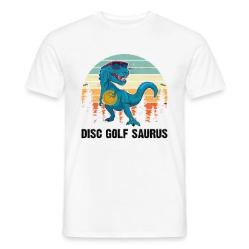 Disc golfeur Saurus - Disc Golf Dinosaure - T-shirt homme - blanc - Devant - AI Model Male 178 dark (178cm)