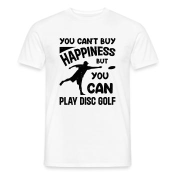 Le bonheur n’achète pas, mais vous pouvez jouer au disc golf - T-shirt homme - blanc - Devant - AI Model Male 178 dark (178cm)